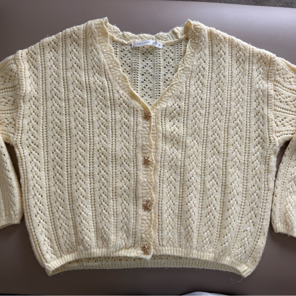 Altar'd State Cream Button-Up Cardigan, NWOT, size XS